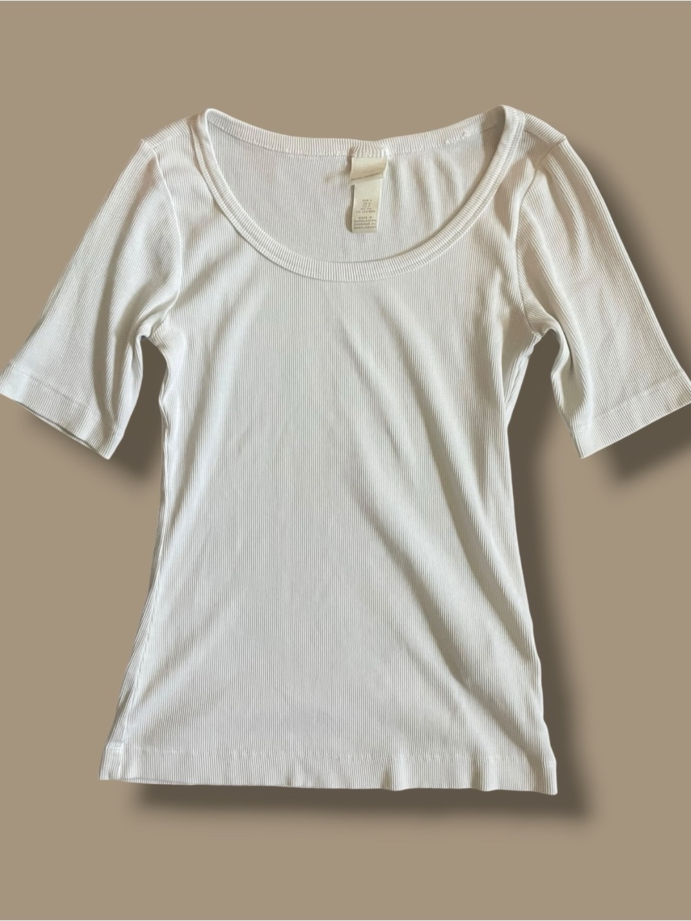 💙4/$28💙 H&M Ribbed Scoop Neck Short Sleeve Top Cream Small